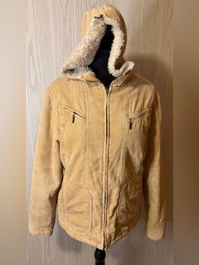 Vintage Corduroy Sherpa  Jacket Large Hooded